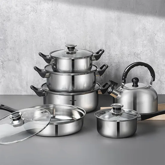 12PCS Pots for Cooking Set Removable Handle Stainless Steel Cooking Pot Set Non-Stick Cookware