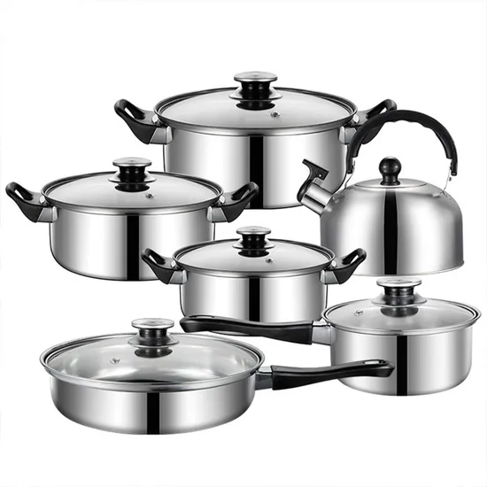 12PCS Pots for Cooking Set Removable Handle Stainless Steel Cooking Pot Set Non-Stick Cookware