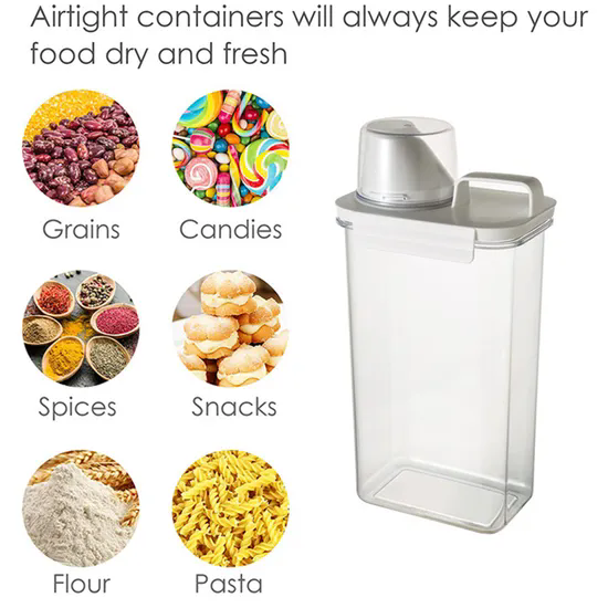 Airtight Food Storage Containers Grain Cereal Food Dispenser Plastic Kitchen Dry Food Storage Cans