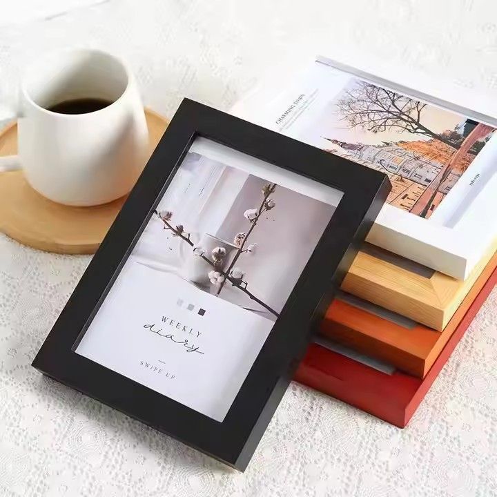 Home Decorative Picture Frame with Mat Desktop Display Black White Wood Color Photo Frame