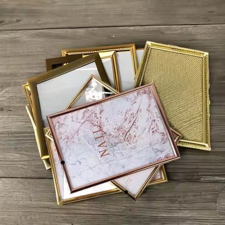 Gold Silver Plastic Nail Art Photo Frame A4 Handicrafts Christmas Picture Frame for Tabletop Display