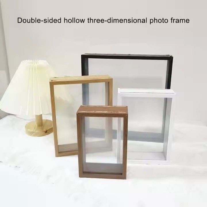 Custom Hollow Three-dimensional Photo Frame 6 Inch 7 Inch Double-sided Glass Solid Wood Picture Frame