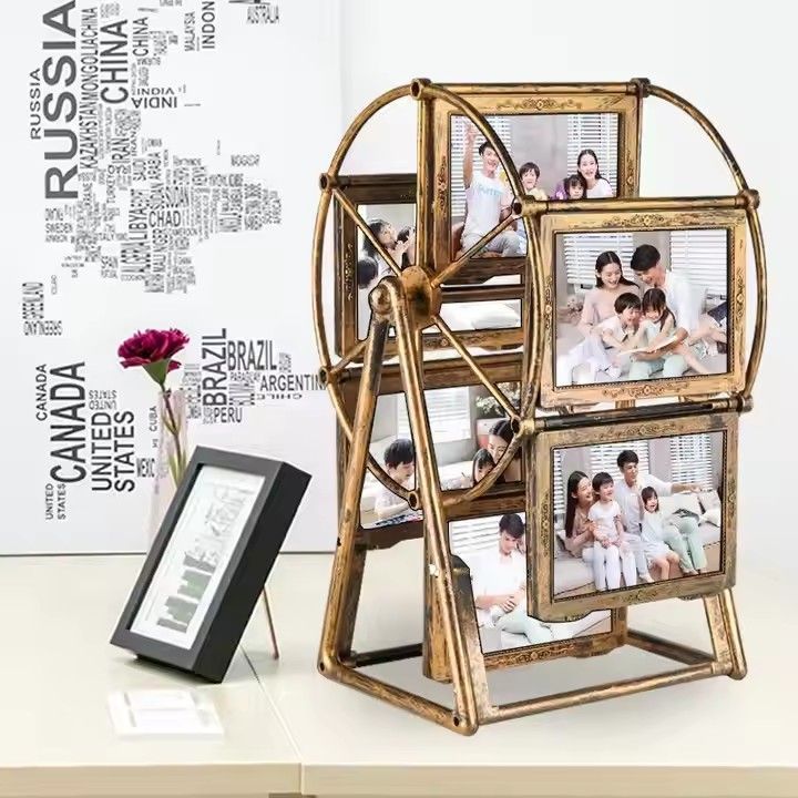 Memorial Frame Home Art Decor Rotating Ferris Wheel Photo Frame Standing 5 Inch Wedding Children Rotating Photo Frame