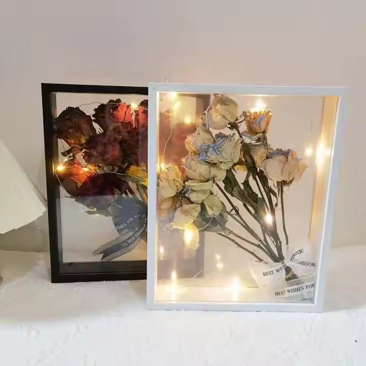 Hollow 4cm Transparent Wooden Pressed Flower Frame Stand DIY Gifts Double Side Display Picture Frame