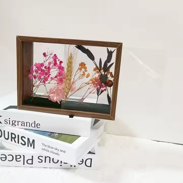 Hollow 4cm Transparent Wooden Pressed Flower Frame Stand DIY Gifts Double Side Display Picture Frame