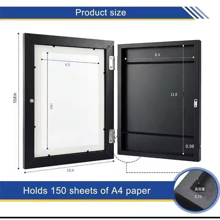 Flip-flop Photo Frame Front Opening A3 A4 8x11 Kids Artwork Frames Storage Changeable Magnetic Picture Frame