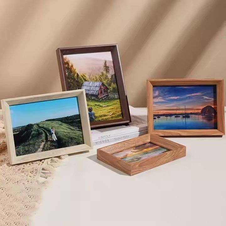 Eco-friendly Solid Frame Display Pictures Photo High Translucent Plexiglass MDF Wood Picture Frame