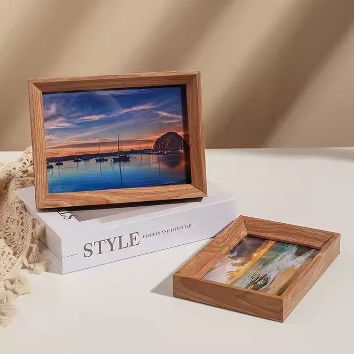 Eco-friendly Solid Frame Display Pictures Photo High Translucent Plexiglass MDF Wood Picture Frame