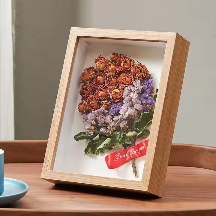 Custom Dried Flower Photo Frame Display case Wood 3d Deep Shadow Box Frame with Glass for Home Decor