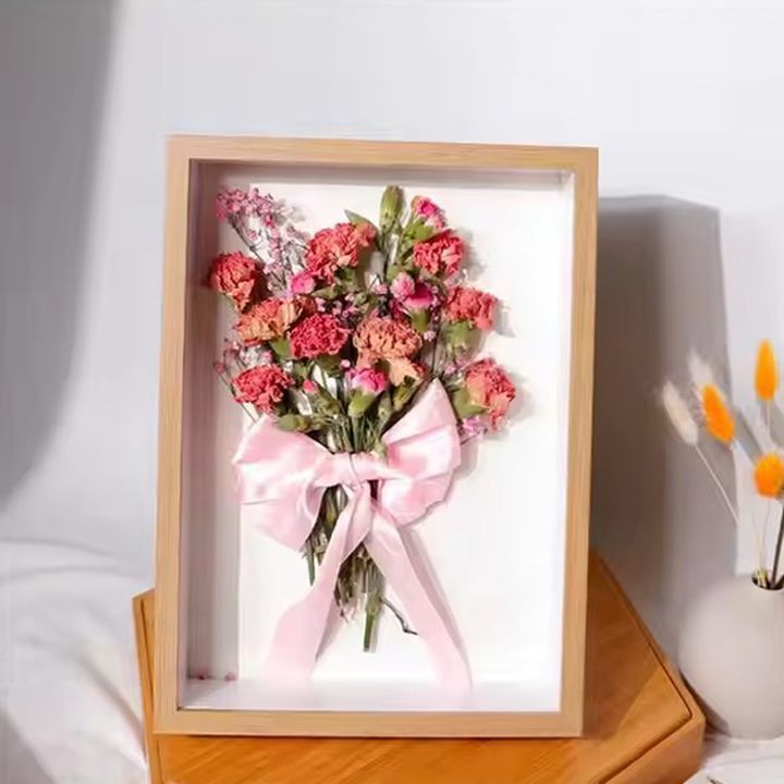 Custom Dried Flower Photo Frame Display case Wood 3d Deep Shadow Box Frame with Glass for Home Decor