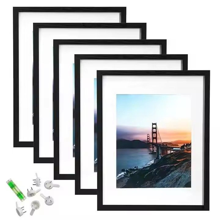 A4 Picture Frame Set Modern Luxury Wall Mount or Tabletop Display Black Plastic A4 Certificate Frame