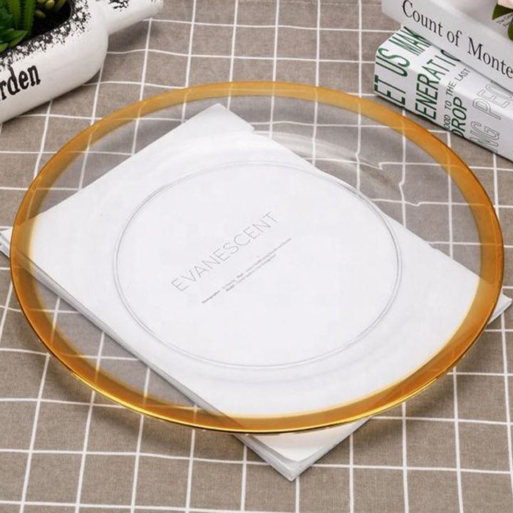 Luxury Gold Rimmed Under Plates Wedding Table Decorative Disposable Charger Plates for Wedding