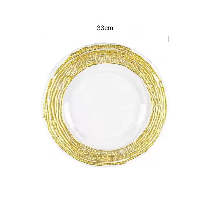 Clear Glass Charger Plate With Gold Rim for Wedding