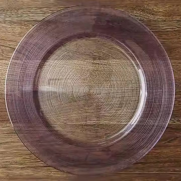 Easter Table Athena Simple Glass Charger Plate With Purple Rim