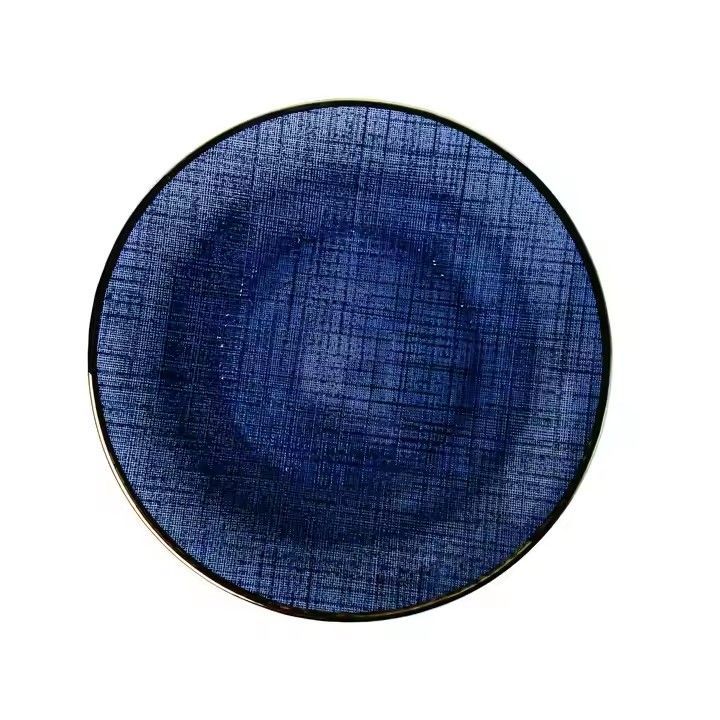 Wholesale Tableware Cheap Antique Cobalt Blue Glass Dinner Charger Plates