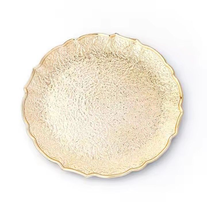 Wholesale Gold Plates with Irregular Grain Pattern Plastic Charger Plate for Home and Kitchen&Cookware Sets