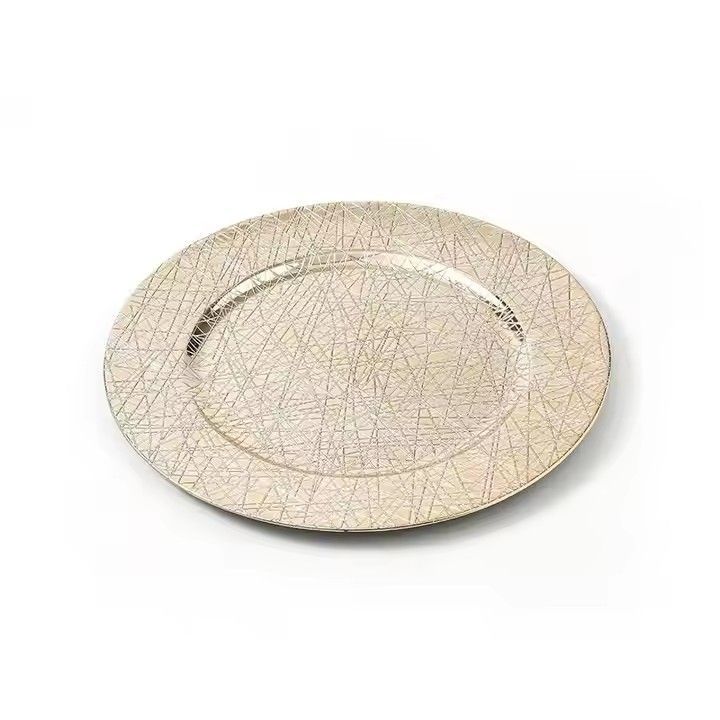 Wholesale Gold Plates with Irregular Grain Pattern Plastic Charger Plate for Home and Kitchen&Cookware Sets