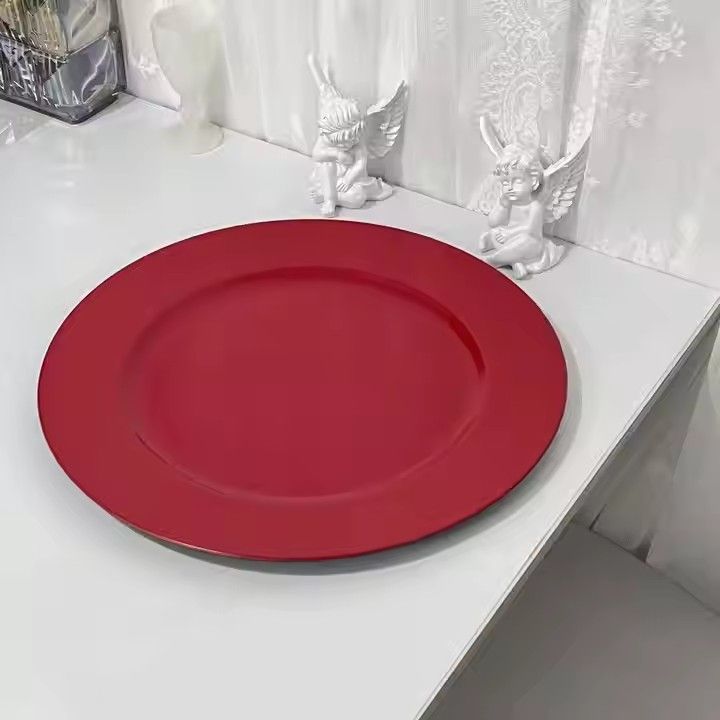 13 Inch Red Minimalist Dinner Plate Wedding Party Dessert Plate