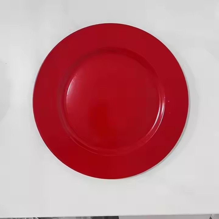 13 Inch Red Minimalist Dinner Plate Wedding Party Dessert Plate