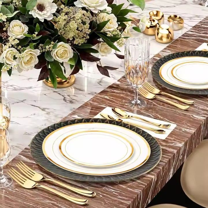 Clear Acrylic Gold Chargers Plate 13 Inch Wedding Plate Decorative Ins Black Plastic Charger Plates Event Party