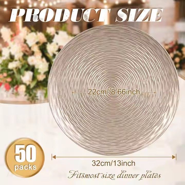 13 Inch Plastic Charger Plates Round Party Elegant Decoration Wedding Plates Mats Acrylic Charger Plates Wedding