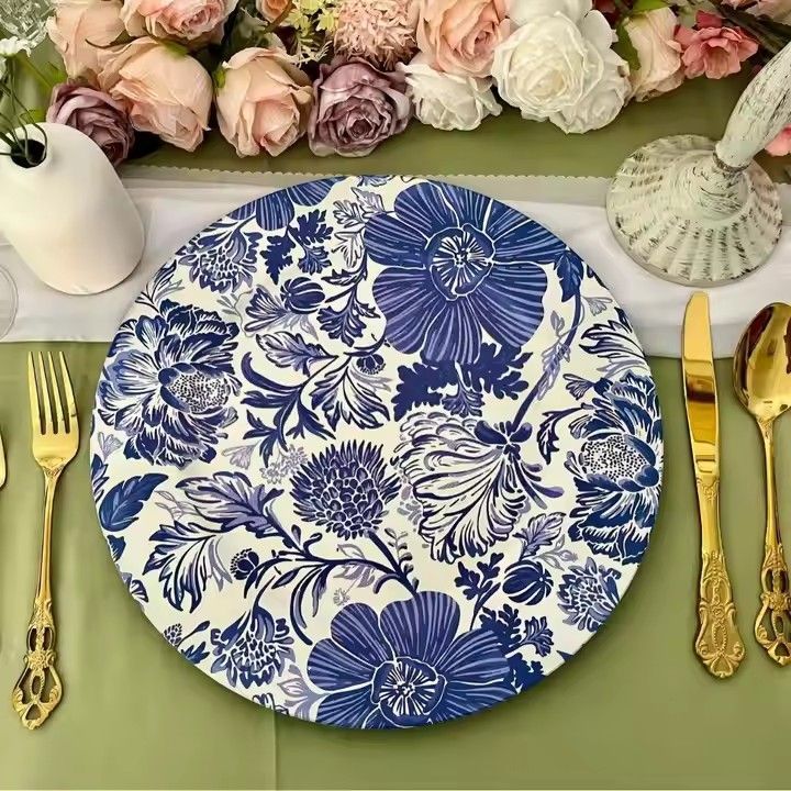 13 Inches Wedding White Plates Wholesale Restaurant Party Charger Plates Antique Dinnerware Set for Wedding Decoration