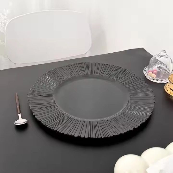 Black Charger Plates Plastic Wedding Plates 13inch Charger Plate Underplate for Wedding