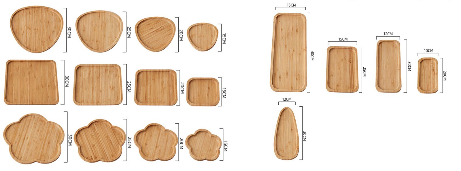 Custom Solid Wood Tray Round Square Irregular Food Serving Trays Natural Bamboo Wooden Serving Tray