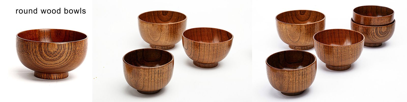 Anti-Scald Creative Whole Wooden Round Soup Rice Noodle Bowls Wood Serving Bowl