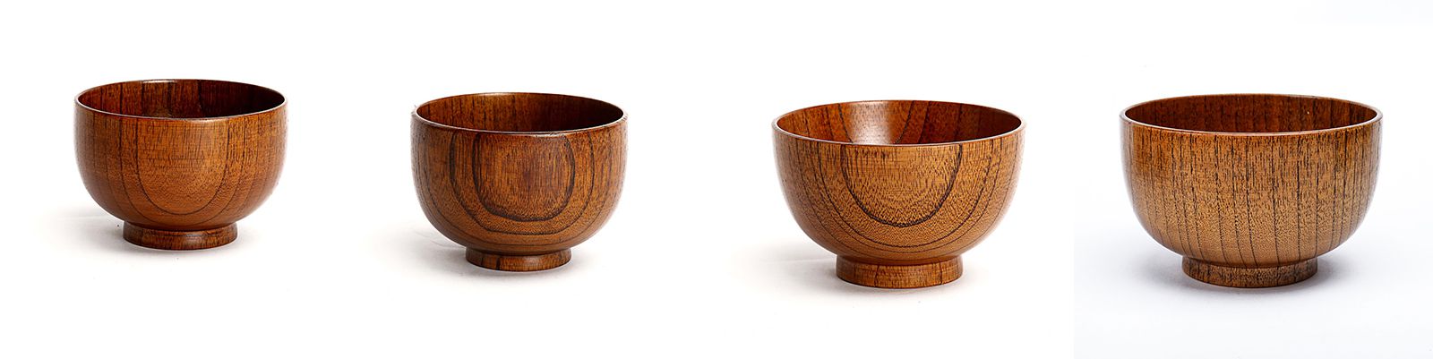 Anti-Scald Creative Whole Wooden Round Soup Rice Noodle Bowls Wood Serving Bowl